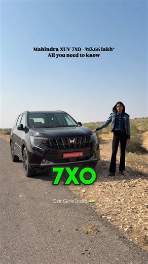 Car Girls India 🇮🇳 on Instagram: "The all-new Mahindra XUV 7XO, a 7-seater family SUV starting at ₹13.66 lakh. Apple CarPlay and Android Auto even in the base model. The XUV 7XO comes with new headlamp design, bumper, repositioned fog lamps. Interiors feature memory seats, new steering wheel, and the top-end AX7L variant with ADAS Level 2, first-in-segment 16-speaker Harman Kardon audio system with Dolby Vision and Dolby Atmos, ventilated seats in front and rear, wireless charging, 540-degree
