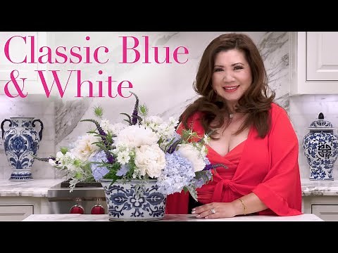 Create an Elegant Blue Hydrangea and White Peony Arrangement