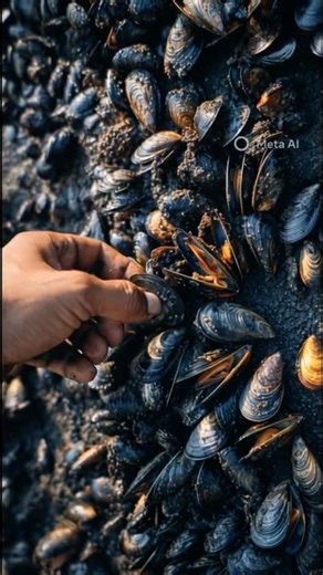 Mussles clustered on the coastline || just pick || #viral #viralshorts