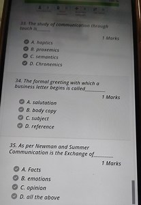 The study of communication through touch is __A. hapticsB. pr... | Filo