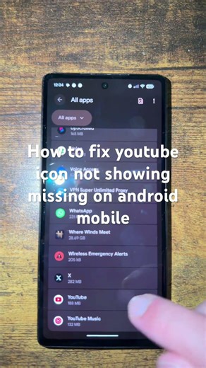 How to fix youtube icon not showing missing on android mobile