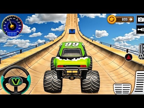 Grave Digger MEGA RAMP Stunts! Monster Truck Crushing Cars Game | Android Gameplay