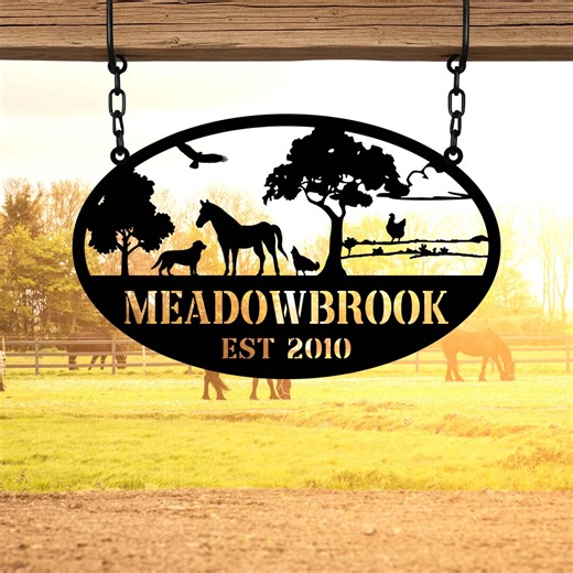 Personalized Family Farm Metal Sign, Custom Ranch Name Wall Decor - Etsy
