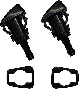 2PCS Premium Front Windshield Washer Nozzles, Wiper Nozzle, Window Sprayer Jet Nozzle Replacement with Rubber Gasket Fit for Chrysler, Jeep, Dodge, Replace OEM#: 4805742AB/ 5113049AA / 5116079AA etc.