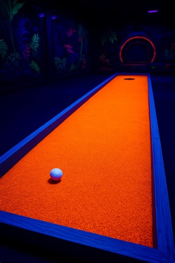 Glow in the Dark Mini Golf Putting Track With Black Light Turf 24x96 – Neon Indoor Golf Mat in Custom Blue Green Orange Pink Colors - Etsy