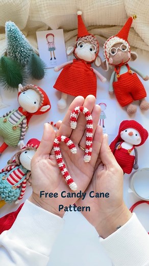 Kezban on Instagram: "❤️Free Candy Cane Pattern ❤️ Enjoy it!❤️ MATERIALS -2.20 mm or a hook that fits your yarn -Cotton yarn -Scissors -Sewing needle -Wire -Paper tape ~~~~~~~~~~~~~~~~~~~~~~~~~~~~ ABBREVIATIONS Mr: Magic ring Sc: Single crochet Inc: Increase Dec: Decrease Rnd-Rnds: Round-Rounds St-Sts: Stitch-Stitches (…): The number of sts you should have at the end of each round or row. (…)- times: Repeat the instructions x times. ~~~~~~~~~~~~~~~~~~~~~~~~~~~~~ PATTERN Let’s use two colors. Kni