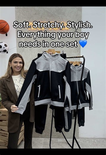 Soft. Stretchy. Stylish. Everything your boy needs in one set 💙#ttogsfashion #fyp #foryoupage #kidstracksuits