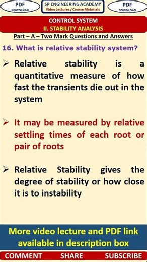 16CS Stability Analysis Control System Questions Relative stability