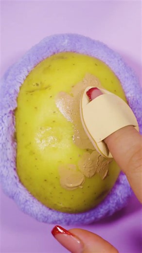 ASMR foundation application on a POTATO 🥔#shorts
