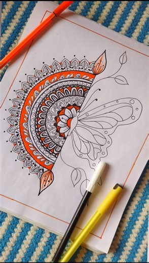 Butterfly Mandala Art 🦋🦋|| Easy and simple drawing 🎨|| #youtubeshorts #shorts #art