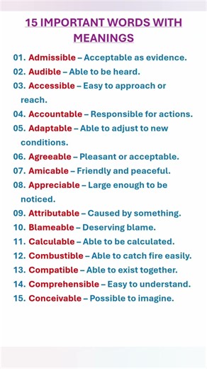 Important words With Meanings. Learn English Vocabulary. Advanced English Lesson