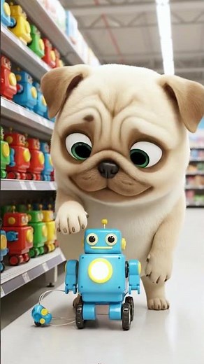 Pug Puppy Learns Coding with Smart Robot Toy Fun Programming Adventure #dog