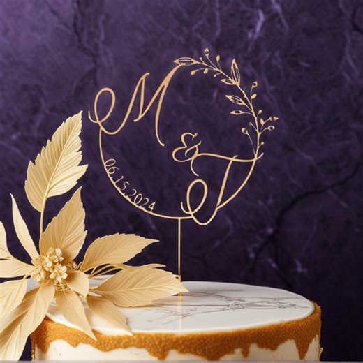Custom Initial Wedding Cake Toppers, Gold Cake Topper for Wedding, Rustic Wedding Cake Toppers,wedding Decorations Mr Mrs Cake Topper, - Etsy