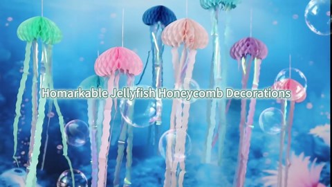 Jellyfish Decorations, 6 Pcs Hanging Jellyfish Honeycomb, Blue Pink Purple Under The Sea Party Decorations, Paper Honeycomb Jelly Fish for Mermaid Ocean Themed Birthday Party Decor
