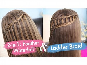 Feather Waterfall & Ladder Braid Combo Tutorial | Cute 2-in-1 Braided Hairstyles