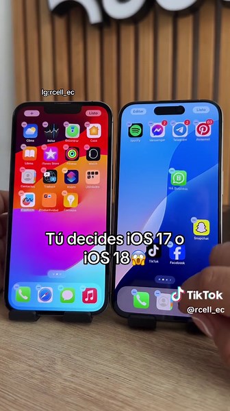 Comparativa entre iOS 17 e iOS 18 en iPhone