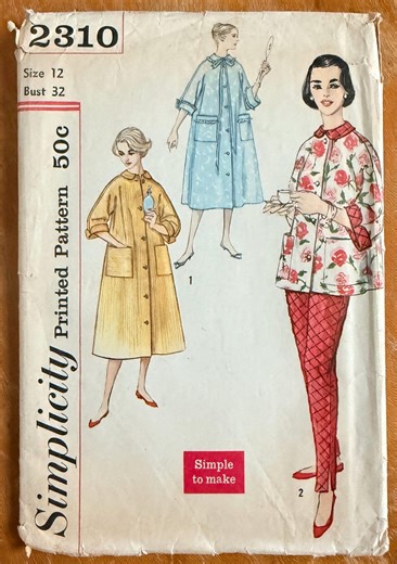Vintage 50s Two Piece Lounging Pajama & Robe Sewing Pattern - Simplicity 2310 FF (bust 32") - Etsy