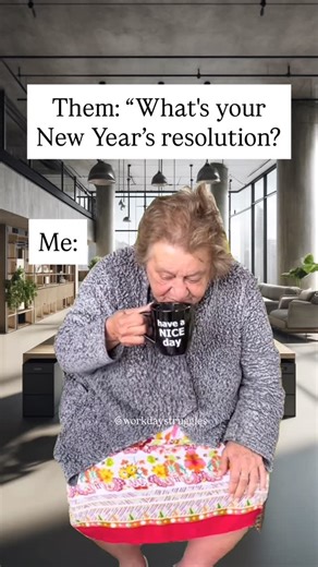 What’s your New Year’s resolution? Follow @workdaystruggles for more relatable and funny work memes. 🎥: grannysoffherrocker New Year’s resolutions, 2026, workday struggles, 9-5 memes, relatable office life, 9 to 5 humor, work life memes #funnyworkmemes #workmemes #9to5life #relatablehumor #workdaystruggles | Workday Struggles