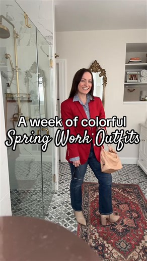 A week of colorful Spring work outfits! ❤️🧡💛🩷💙 Shop for similar items: DM for more info My outfits are all #thriftfashionfinds from @Goodwill Southern NJ & Philly @2nd Ave Thrift Superstores @Market Street Mission @Red White & Blue Thrift 💙❤️ @J.Crew jeans @Ralph Lauren Oxford @paisleyandgray blazer - love the #polkadots detail @Zenni Optical sunnies @Stuart Weitzman boots 🩷💙 @LOFT blazer J Crew blouse @Old Navy trousers @Sam Edelman shoes 🧡💙 @Isaac Mizrahi New York blazer @Halara trous