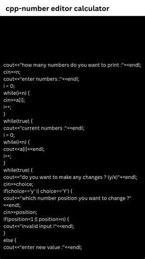 C++ code calculator in array