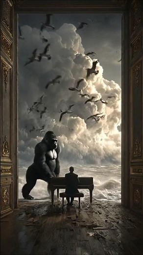 New Coca-Cola Ad Unveiled for the First Time, A stormy beach, a giant gorilla beside the pianist