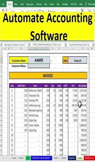 How to Automate Dashboard Purchase sale inventory MGT invoice Expense profit and loss #excel