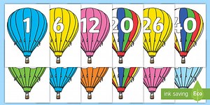 Numbers 0-100 on Hot Air Balloons
