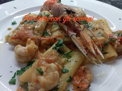 Paccheri con gli scampi