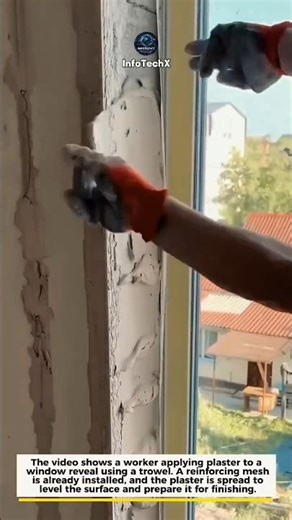 Satisfying Window Plastering Technique #plastering #construction #diy