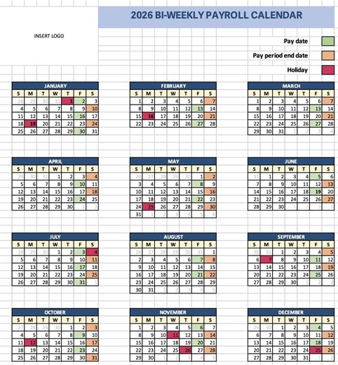 2026 Bi-weekly Payroll Calendar - Etsy