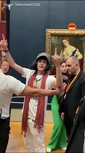 43K views · 134 reactions | A man disguised as an old lady in a wheelchair smeared cream on the Mona Lisa at the Louvre in an apparent climate-related publicity stunt on Sunday (May 29). Several videos on social media showed security escorting the man out of the building as he said: "Think of the earth, people are destroying the earth." Read more: https://bit.ly/3N31shx | AsiaOne | Facebook