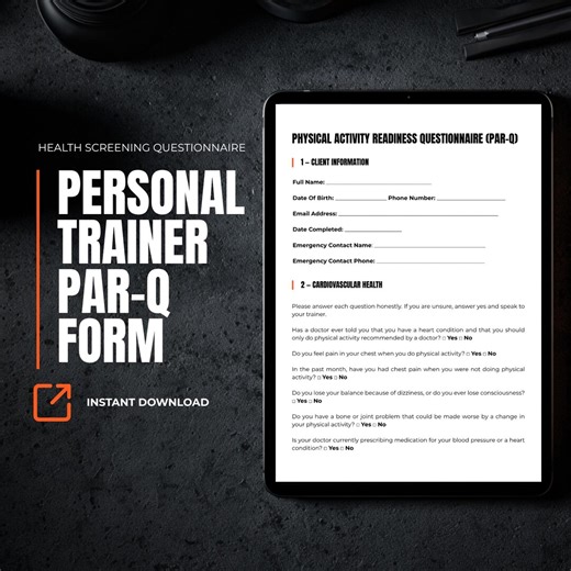 Personal Trainer PAR-Q Form — Health Screening Questionnaire Canva Template for Fitness Coaches - Etsy