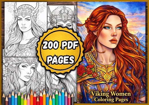 Viking Women Coloring Pages – 200 PDF Pages - Etsy