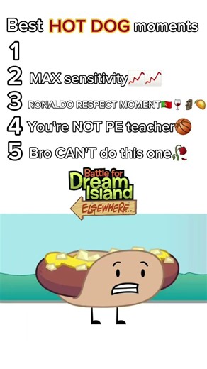 Top 5 Hot Dog🌭 Moments! #bfb #bfdia #bfdi #tpot #bfdie #hotdogbfdie #ranking
