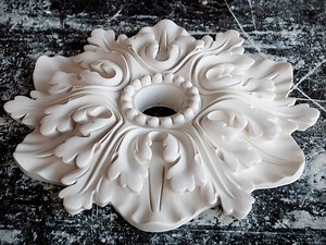 13" Vintage Ceiling Medallion With Beautiful Carved Leaves and Beads, for Chandelier, Light Fixtures, 3d Wall Art, Plaster Ceiling Rosette - Etsy