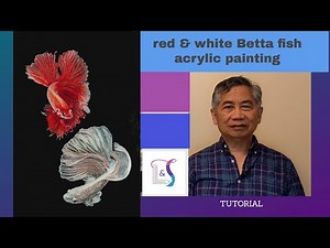 Red and White Betta fish acrylic painting tutorial