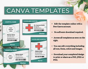 Doctor ID Badge | Doctor Name Tags | Doctor Badge Reel | Nurse ID Badge | Editable Hospital Staff ID | Doctor Badge Id | Instant Download - Etsy