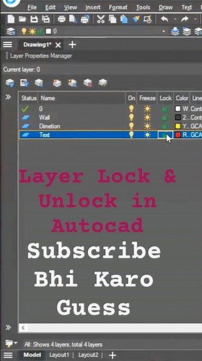 How To Lock Layer And Unlock in Autocad #shortvideo #trending #viral #autocad