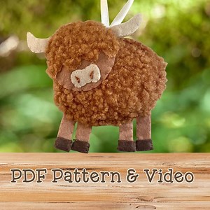 DIY Felt Sherpa Highland Cow Ornament Pattern | Scotland Themed Craft (PDF Download) Pattern, Instructions & Video Tutorial! - Etsy Canada