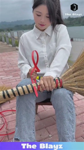 This Woman Turned a Simple Broom Into a MASTERPIECE 🧹✨ You Won’t Believe This Skill! #villagelife