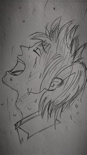 Crying in the Rain | Emotional Anime Sketch 🌧️🖤 #AnimeArt