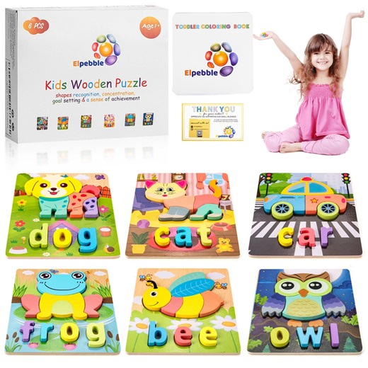 ELPEBBLE Wooden Jigsaw Puzzles: Montessori Toddler Toy Set - Etsy
