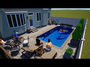 12 x 24 Inground Pool Design with Waterfall by Rideau Pools Ottawa