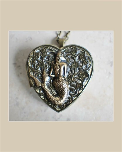 Mermaid Music Box Locket in Bronze