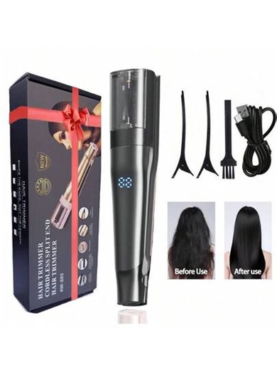 Wireless Hair Trimmer, Women's Split End Trimmer, Electric Hair Styling Cutter, Wireless Automatic Hair Split End Remover, Type-C Rechargeable Portable, LCD Digital Display, For Damaged Hair Care, Split And Broken Hair Removal, Hair Styling Tool, Ideal Gift For Women, Daily Hairstyling Appliance | SHEIN