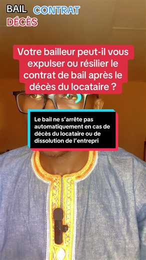 Le décès du locataire n’arrête pas le bail, mais attention au CHRONO ! ⏳⚖️ Beaucoup d’héritiers pensent que la reprise du local commercial est automatique. C’est une erreur grave qui peut coûter votre fonds de commerce. 🛑 L’article 111 de l’AUDCG est formel : 1️⃣ Le bail continue avec les héritiers (conjoint, ascendants, descendants). 2️⃣ Vous avez UNIQUEMENT 3 mois pour agir. 3️⃣ La notification doit être faite par Huissier ou moyen prouvant la réception. ❌ Passé ce délai ? Le bail est résilié