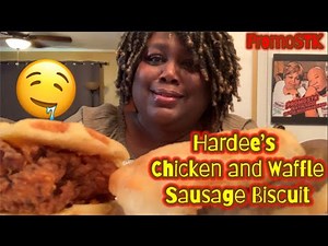 Hardee’s Chicken and Waffle Sausage Biscuit | ASMR | Breakfast
