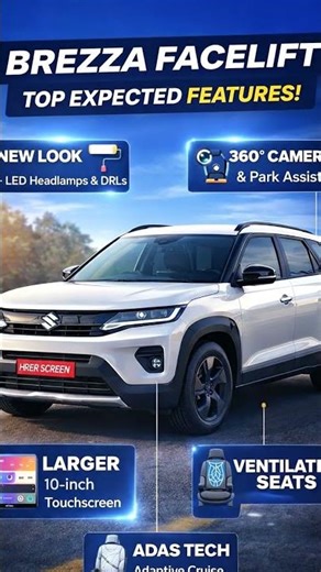 Maruti Brezza Facelift 🔥 Top Expected Features | ADAS, 360° Cam, New Look!