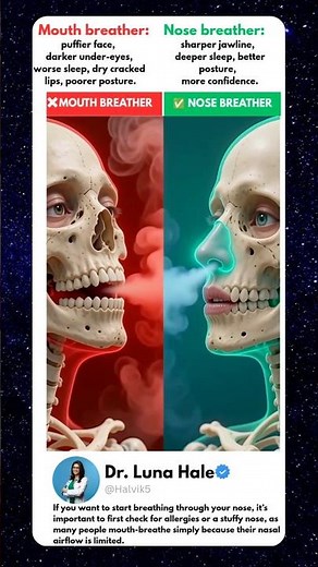 Mouth Breather VS Nose Breather 🤯 | The Hidden Health Difference #facts #health #food