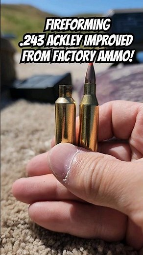 Fireforming .243 Winchester factory ammo to .243 Ackley Improved. Pre-formed ammo can still be used.